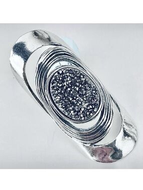 NWT Gorgeous 7 Made in Israel .925 Sterling Silver Orbits Sparkle Long Oval Ring